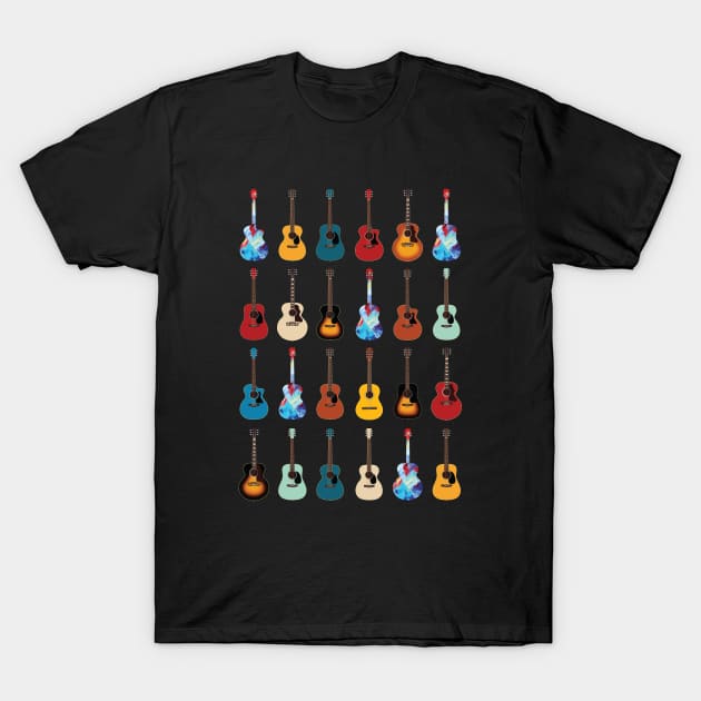 Acoustic Guitar Icons Huge Collection T-Shirt by nightsworthy